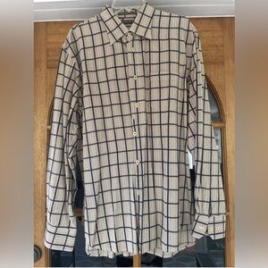 Tommy Bahama Island Soft Men’s Tan And Navy Button Down Size XL